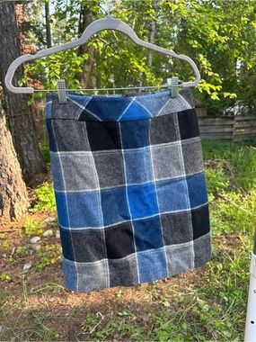 Talbots Blue and Gray Plaid Mini Skirt